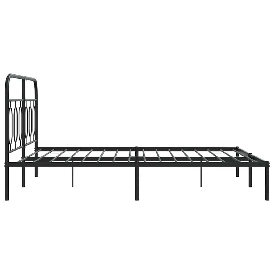 Cadre de lit métal sans matelas avec tête de lit noir 150x200cm - 5