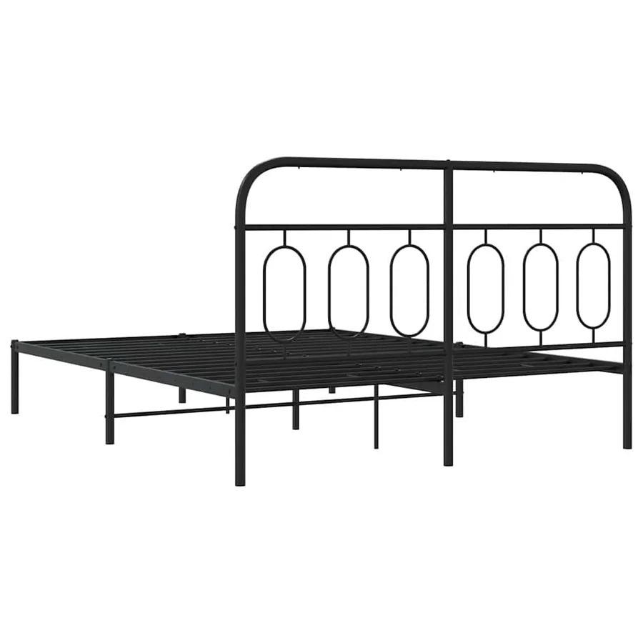 Cadre de lit métal sans matelas avec tête de lit noir 150x200cm - 6