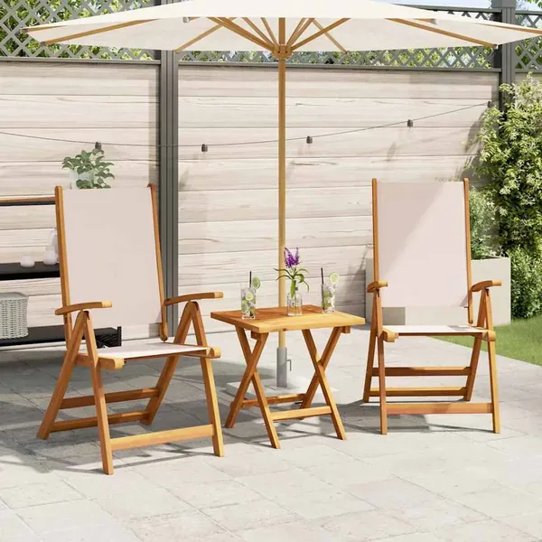 Chaises pliables de jardin lot de 2 bois d'acacia et textilène