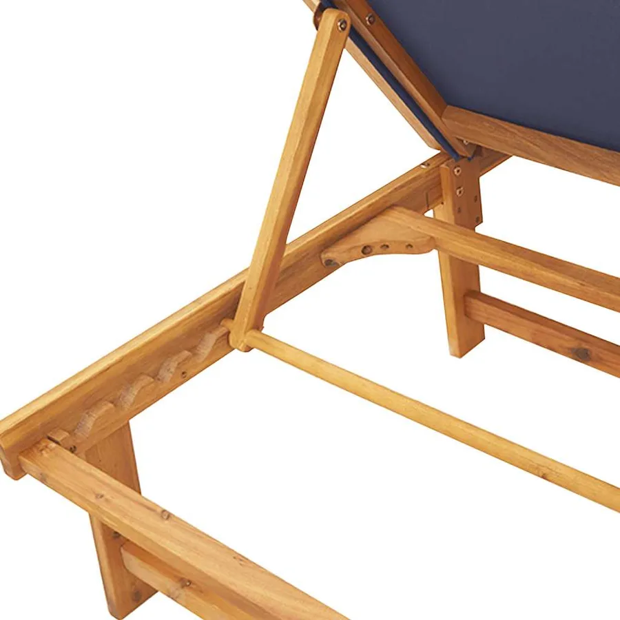 Chaise longue et table gris bois d'acacia solide et textilène - 30