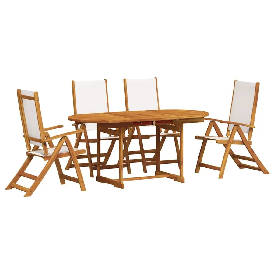 Ensemble à manger de jardin 5pcs bois d'acacia solide textilène - 2