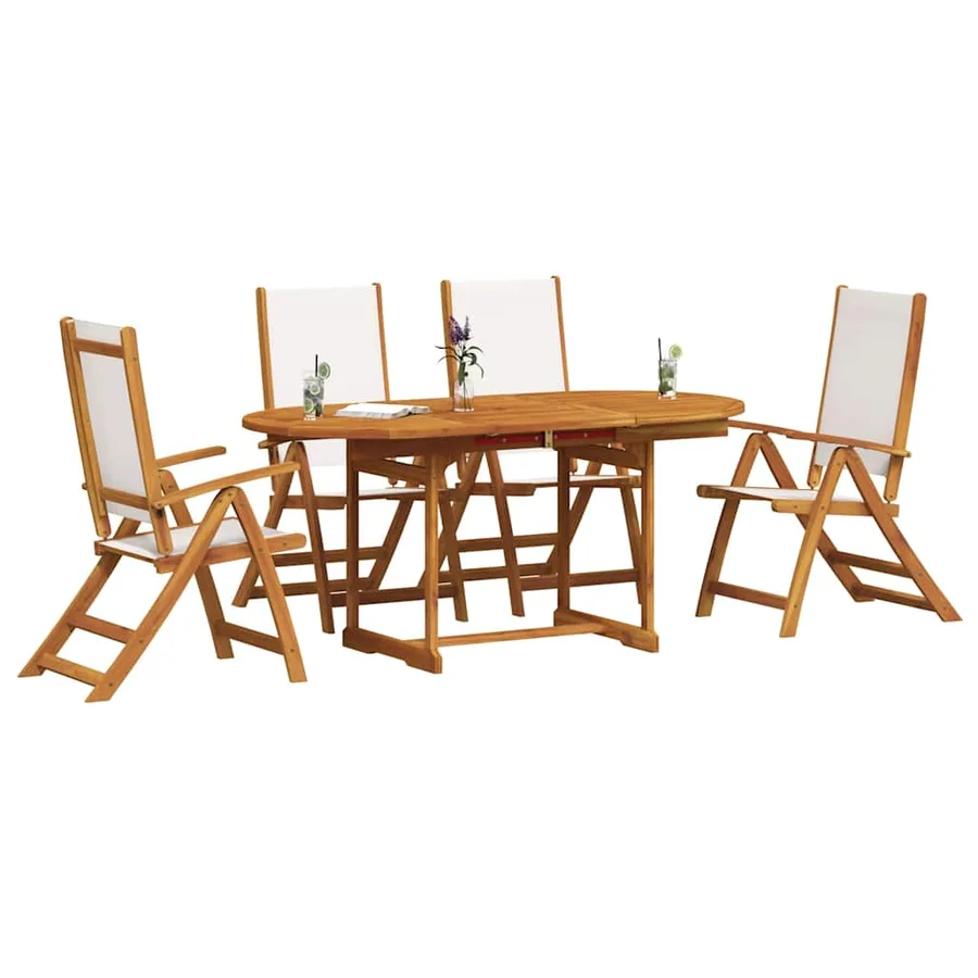 Ensemble à manger de jardin 5pcs bois d'acacia solide textilène - 7