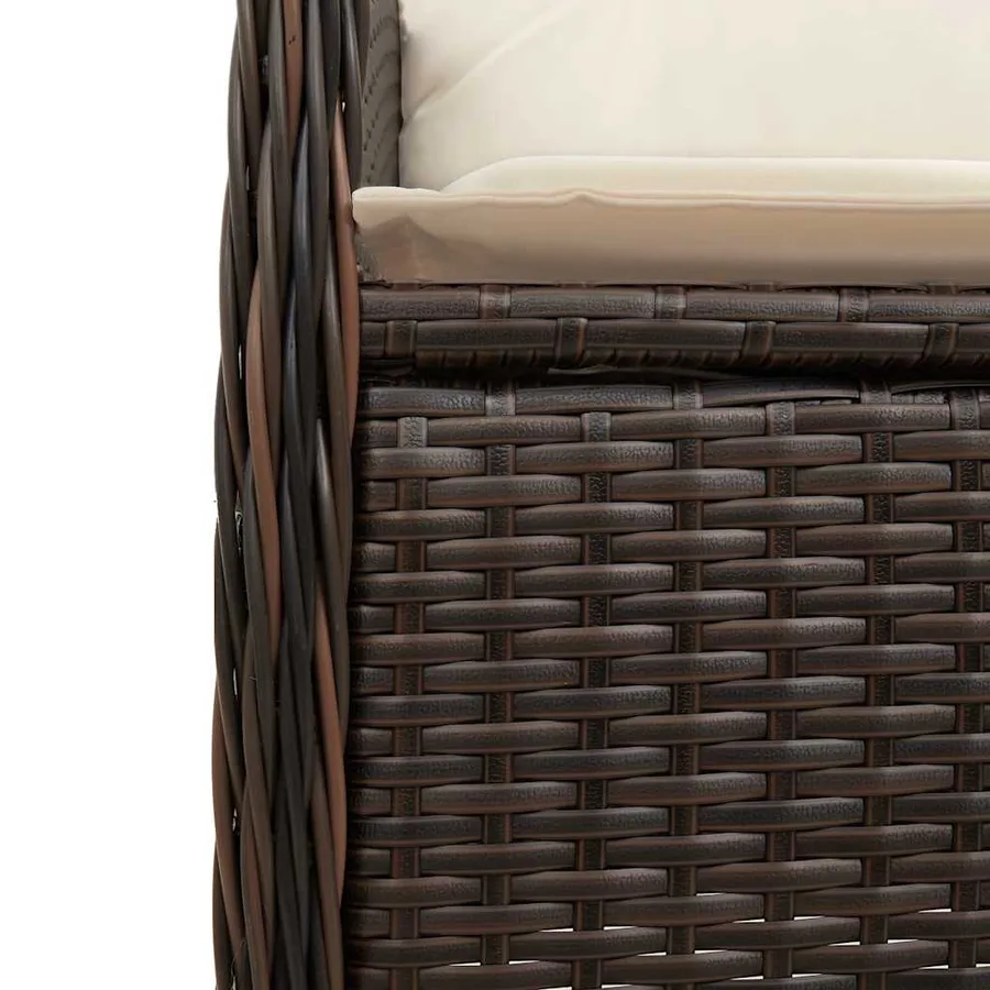 Ensemble de bistro de jardin 9 pcs coussins marron poly rotin - 6