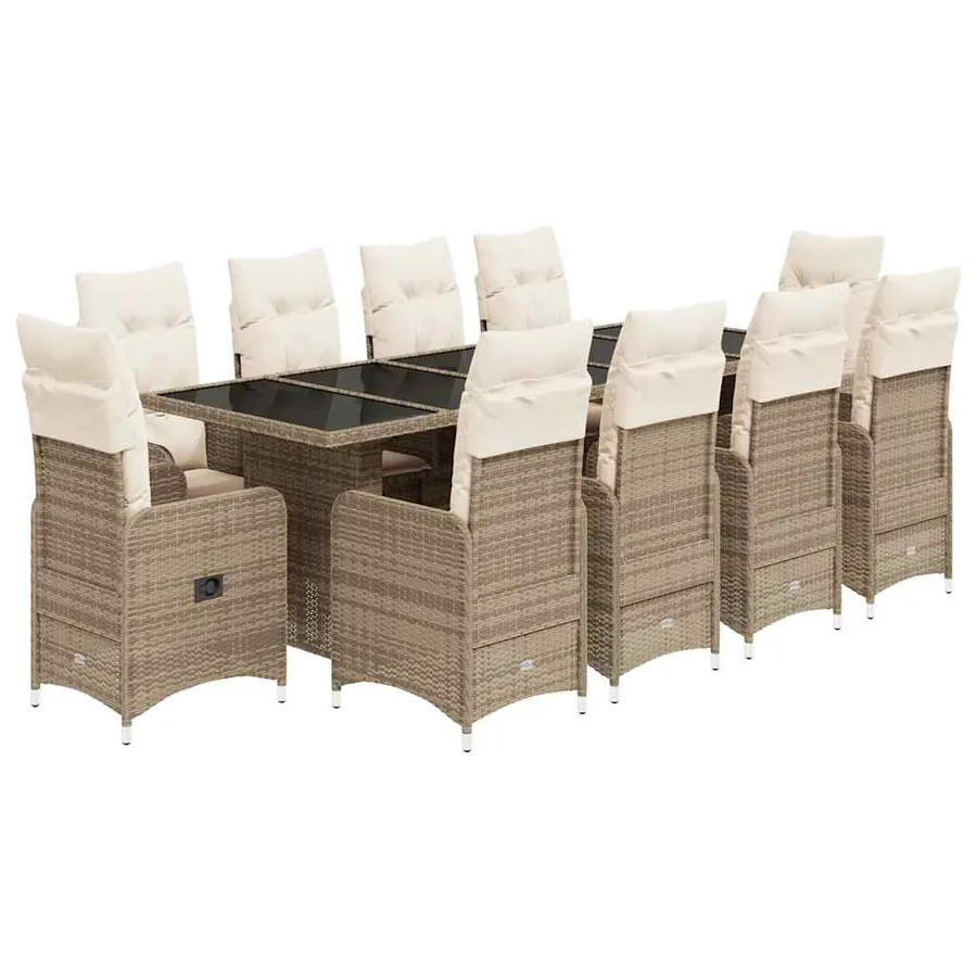 Ensemble de bistro de jardin 11 pcs coussins beige poly rotin - 2