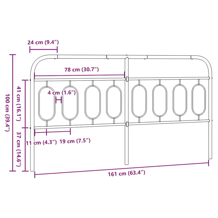 Tête de lit de remplacement métal noir 160 cm - 6