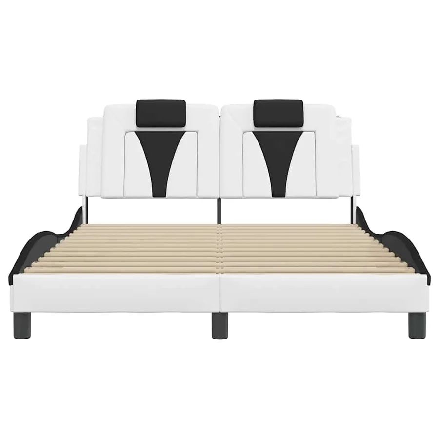 Cadre de lit Viana sans matelas blanc et noir 140x200 cm similicuir - 4