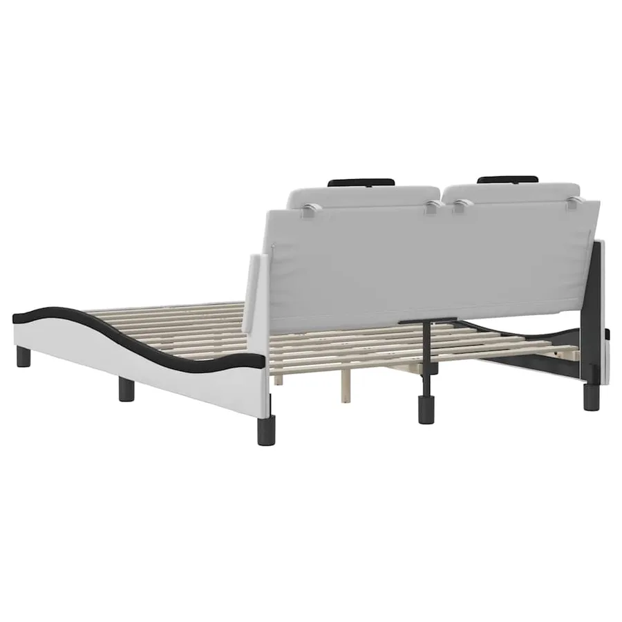 Cadre de lit Viana sans matelas blanc et noir 140x200 cm similicuir - 6