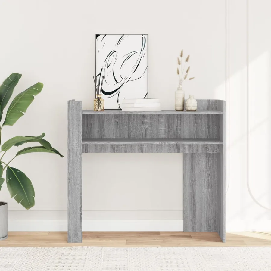 Table console sonoma gris 100x35x90 cm bois d'ingénierie - 3