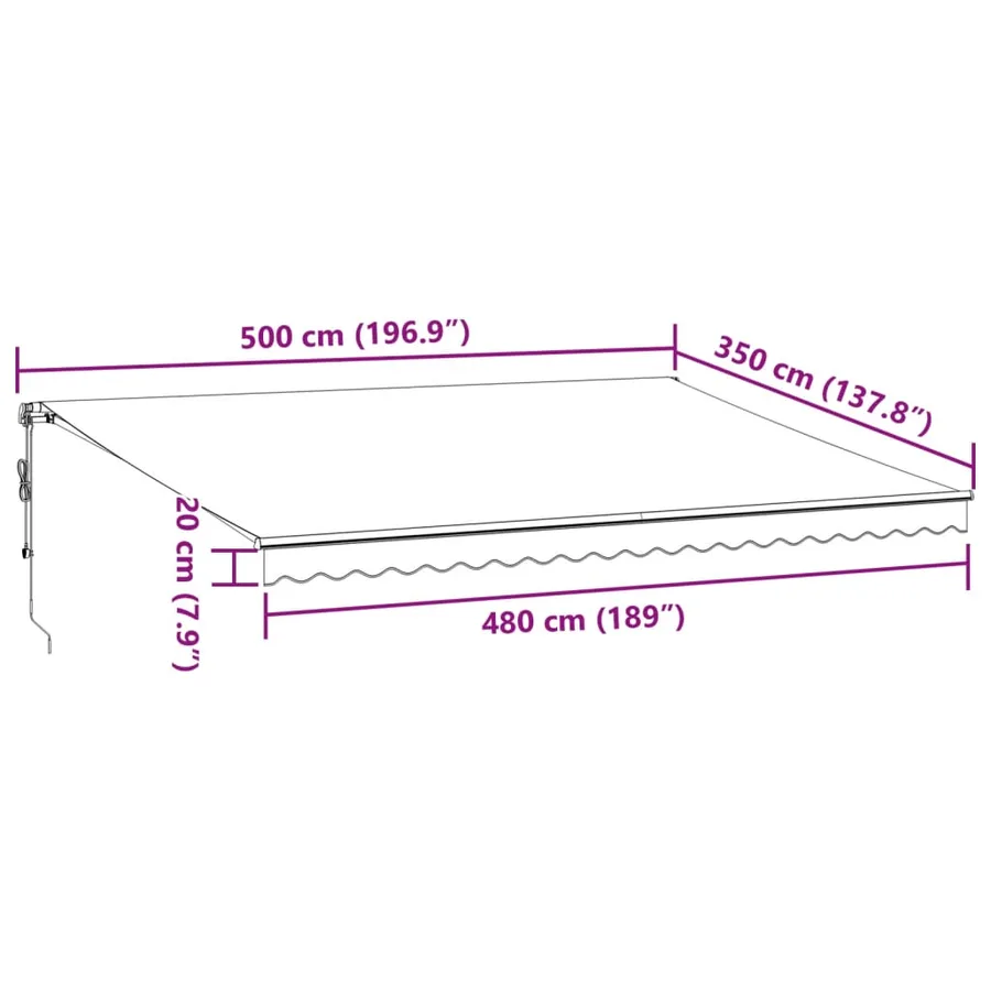 Auvent rétractable automatique bordeaux 500x350 cm - 11