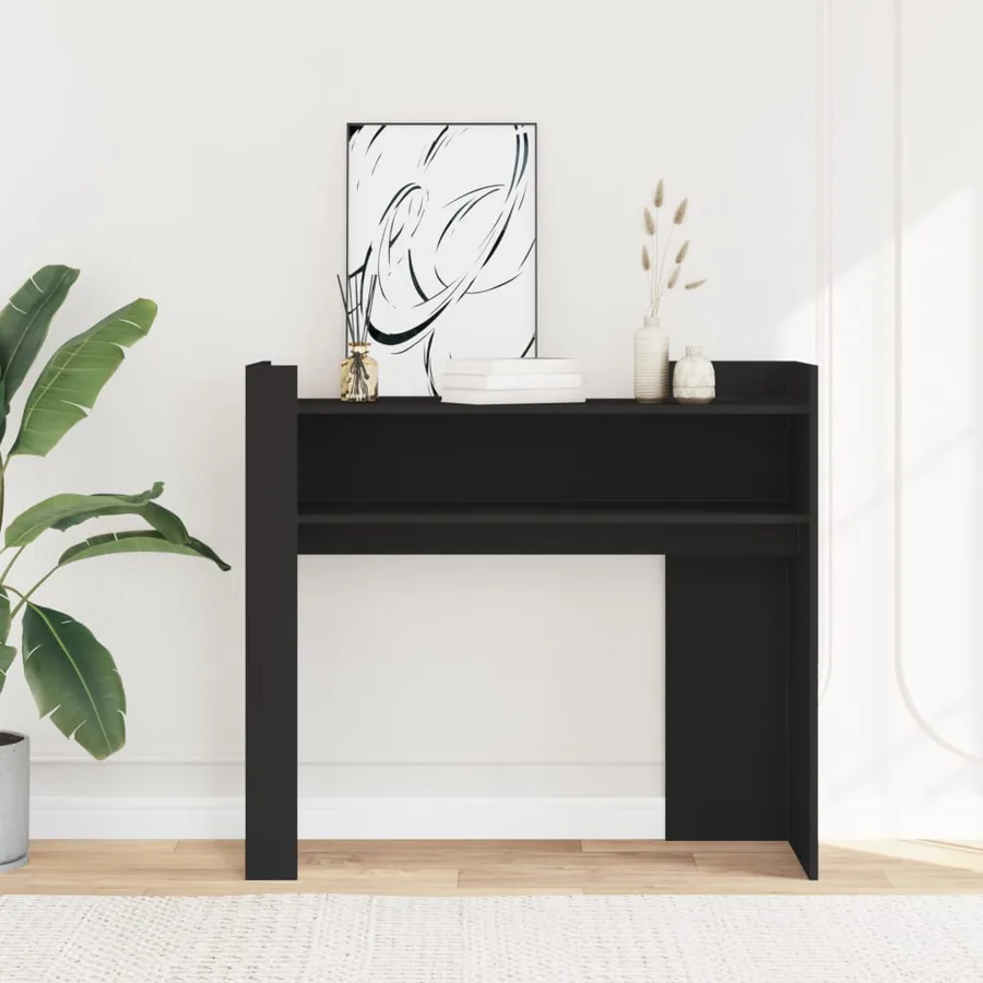 Table console noir 100x35x90 cm bois d'ingénierie - 3