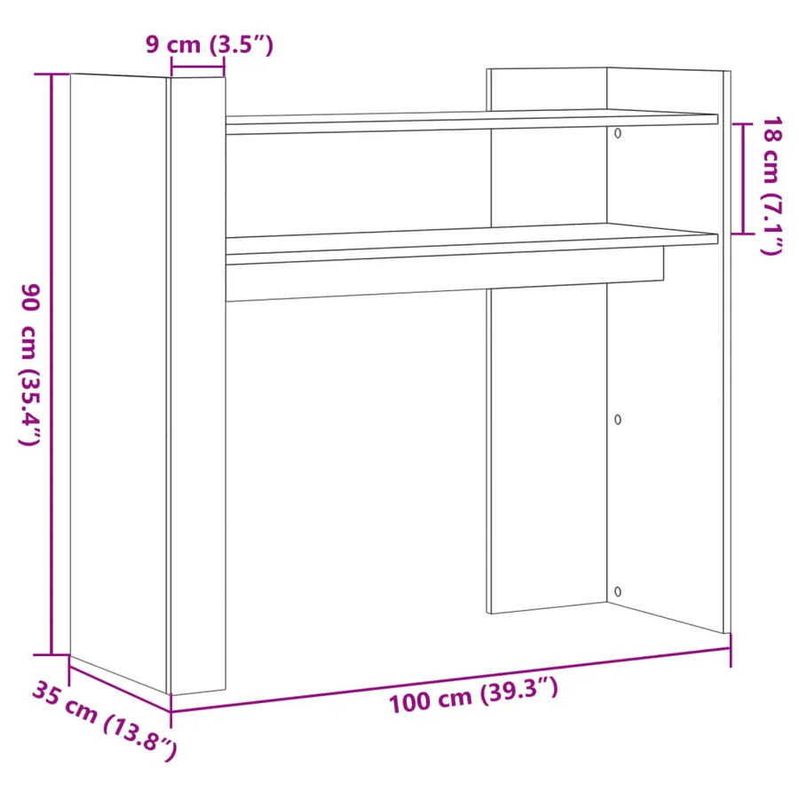Table console noir 100x35x90 cm bois d'ingénierie - 8