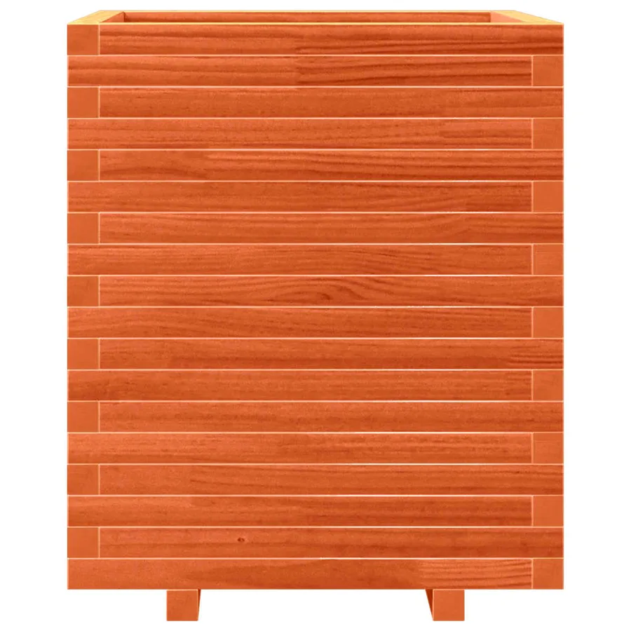 Jardinière cire marron 60x60x72 cm bois de pin massif - 5
