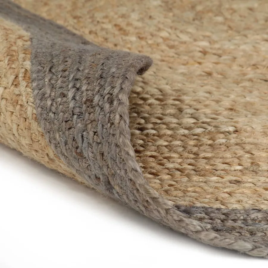 Tapis fait à la main Jute avec bord gris 240 cm - 2