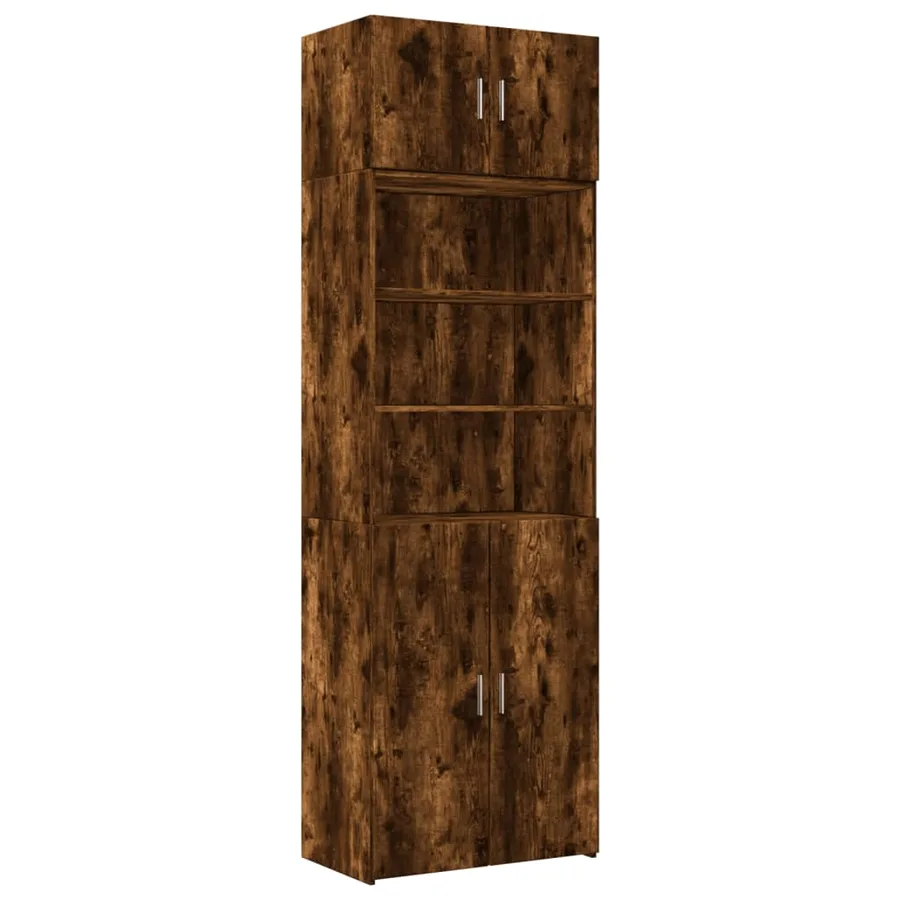 Armoire de rangement chêne fumé 70x42,5x225cm bois d'ingénierie - 2