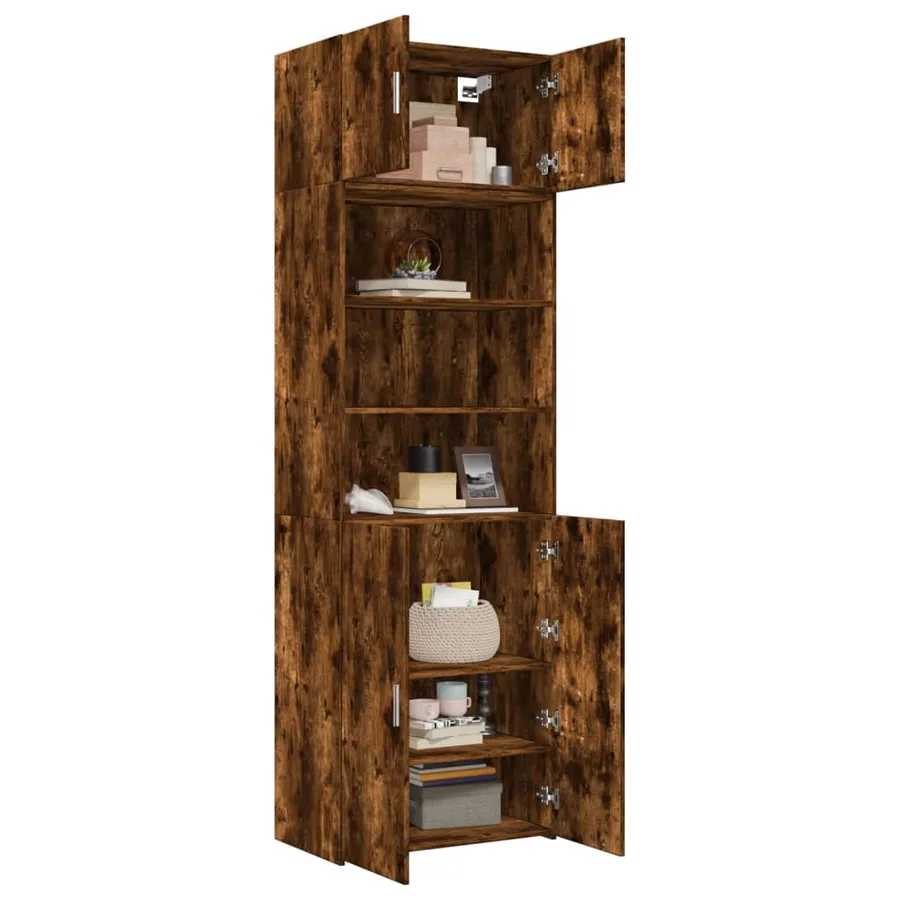 Armoire de rangement chêne fumé 70x42,5x225cm bois d'ingénierie - 3