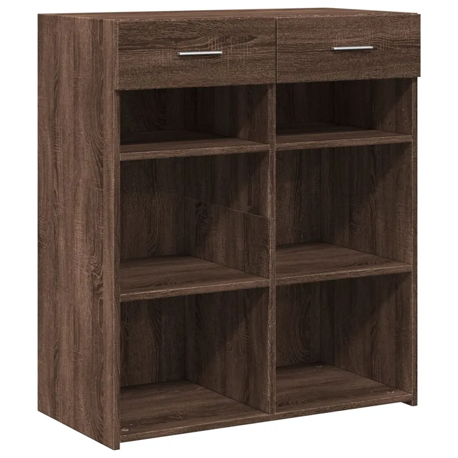 Buffet chêne marron 80x42,5x93 cm bois d'ingénierie - 2