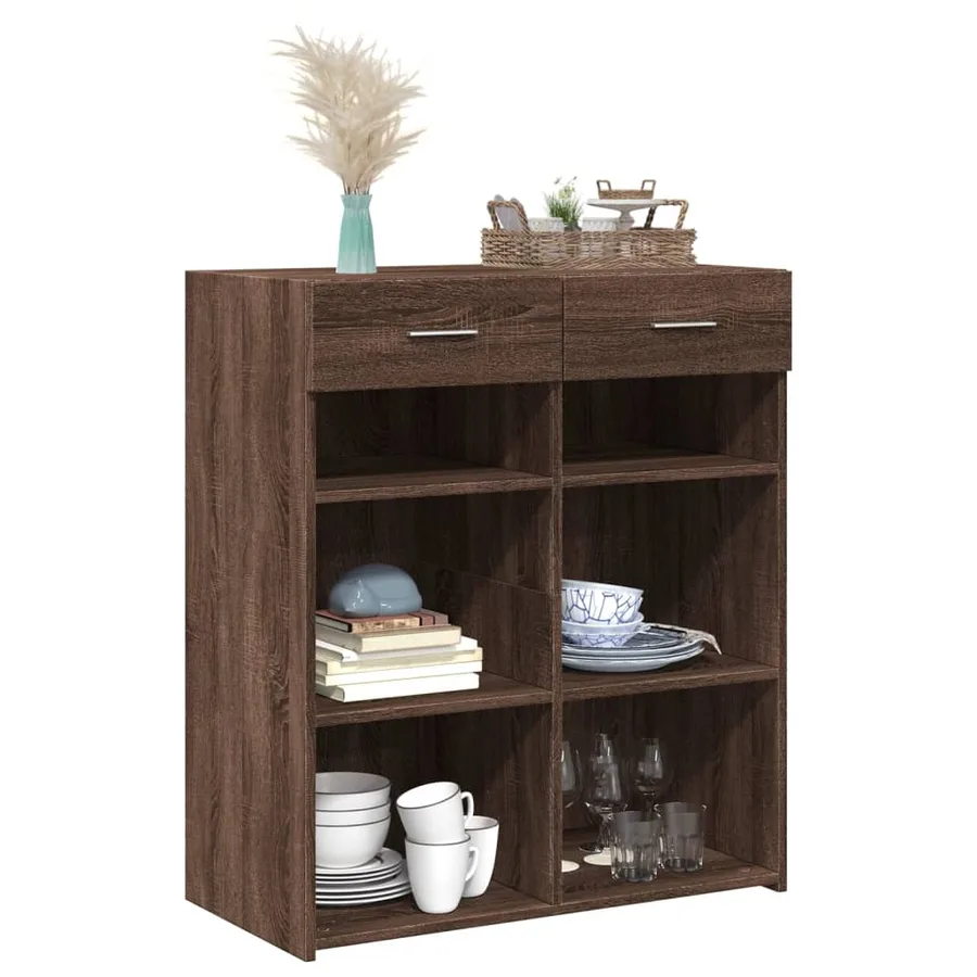 Buffet chêne marron 80x42,5x93 cm bois d'ingénierie - 3