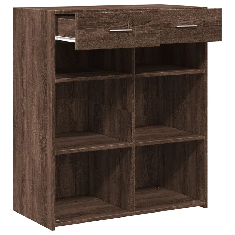 Buffet chêne marron 80x42,5x93 cm bois d'ingénierie - 7