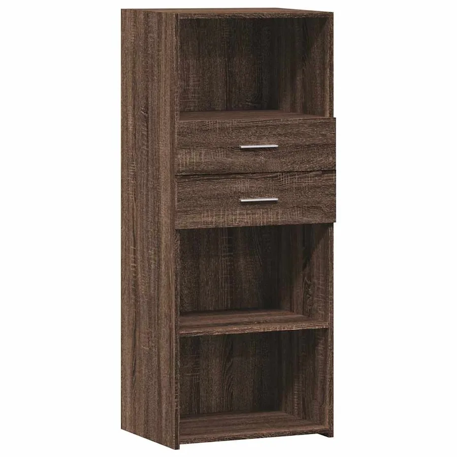 Buffet haut chêne marron 50x42,5x124 cm bois d'ingénierie - 2
