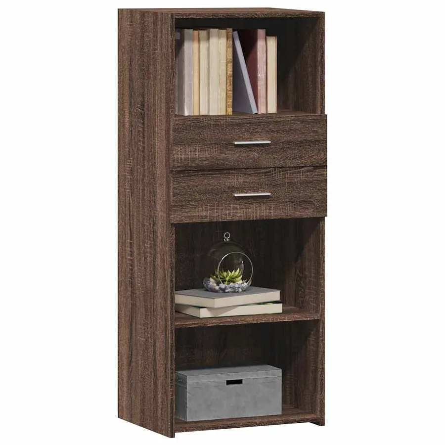 Buffet haut chêne marron 50x42,5x124 cm bois d'ingénierie - 3