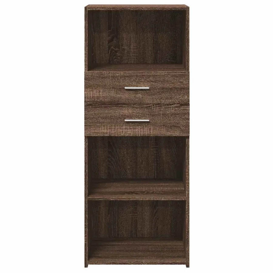 Buffet haut chêne marron 50x42,5x124 cm bois d'ingénierie - 4
