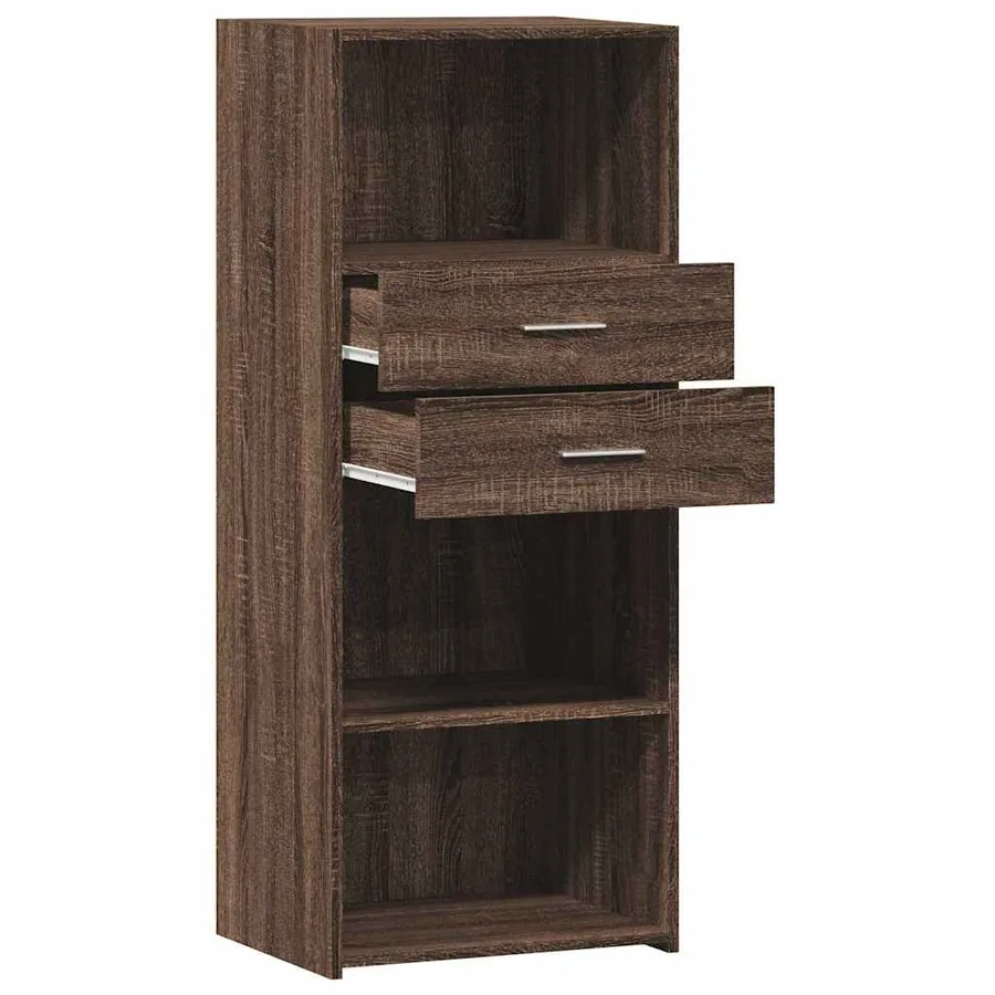 Buffet haut chêne marron 50x42,5x124 cm bois d'ingénierie - 7