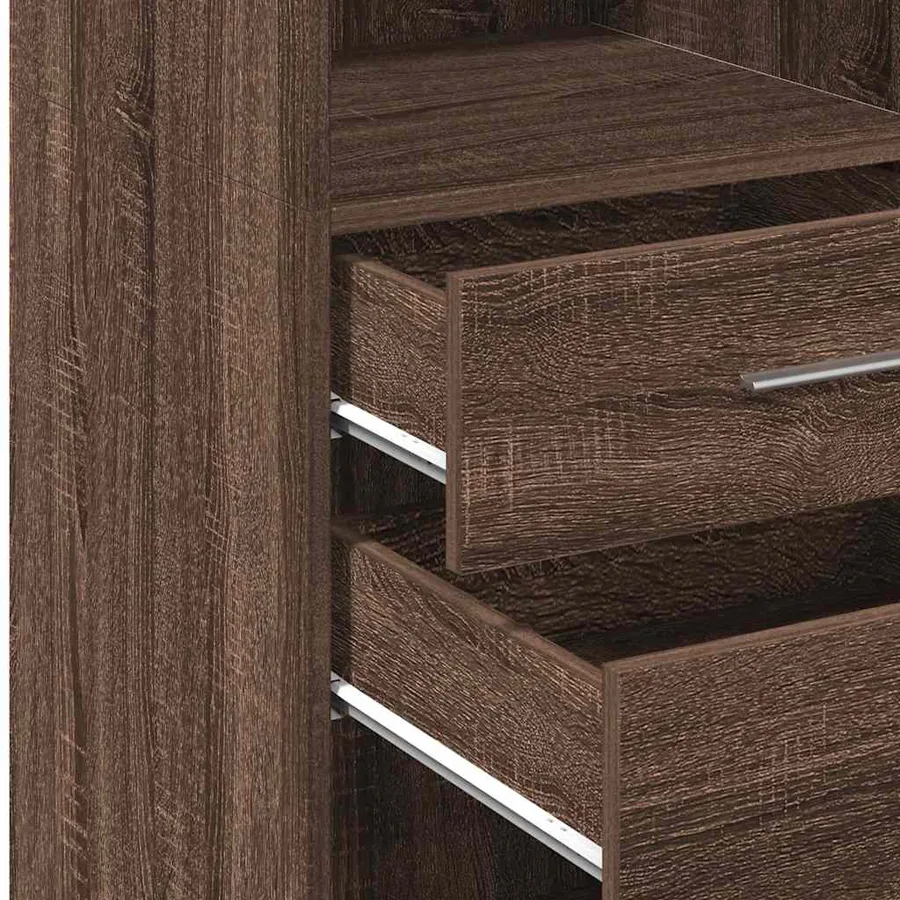 Buffet haut chêne marron 50x42,5x124 cm bois d'ingénierie - 8