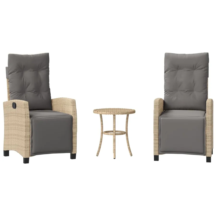 Ensemble de bistro 3 pcs coussins mélange beige résine tressée - 2
