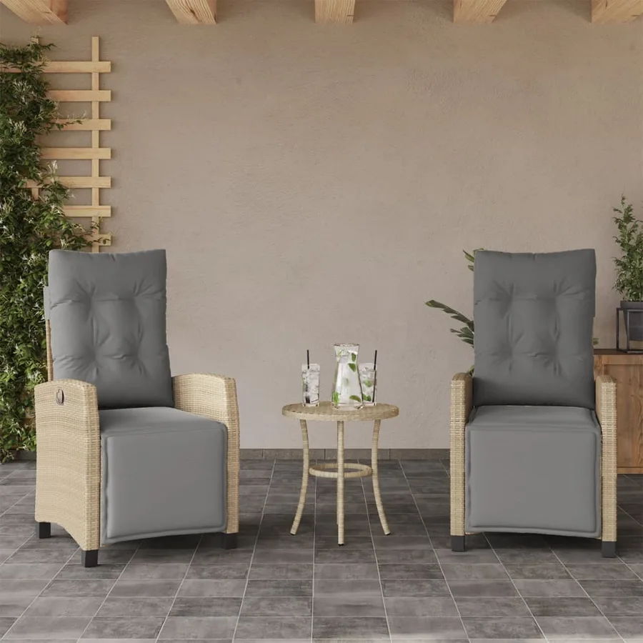Ensemble de bistro 3 pcs coussins mélange beige résine tressée - 3