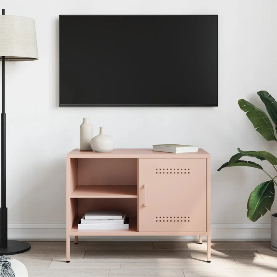 Meuble TV rose 68x39x50,5 cm acier - 3