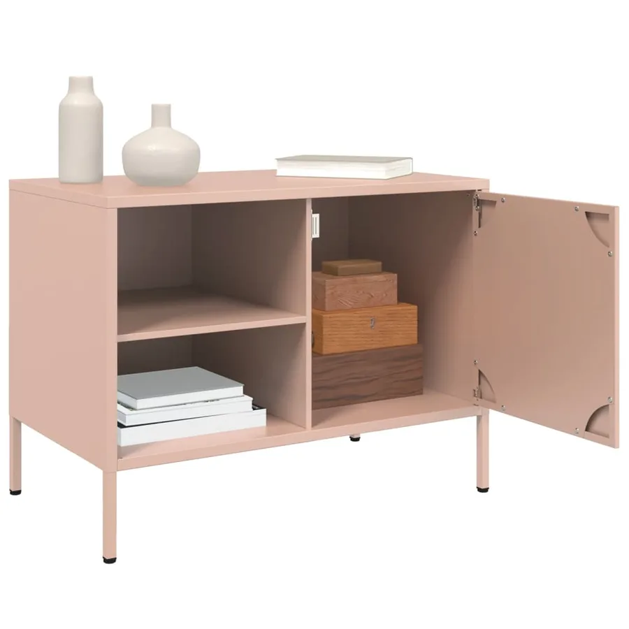 Meuble TV rose 68x39x50,5 cm acier - 5