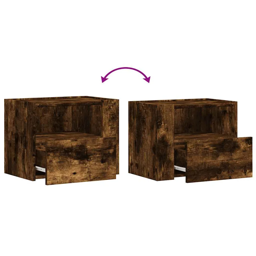 Tables de chevet murales 2 pcs chêne fumé 45x30x35 cm - 9