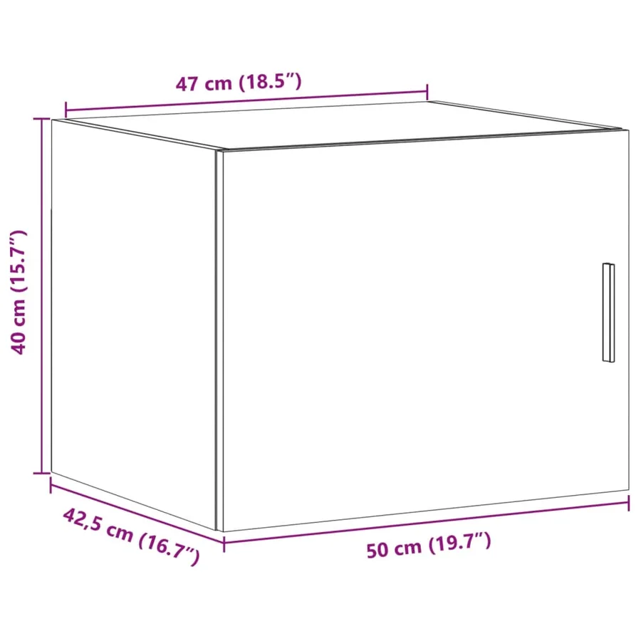 Armoire murale gris béton 50x42,5x40 cm bois d'ingénierie - 12