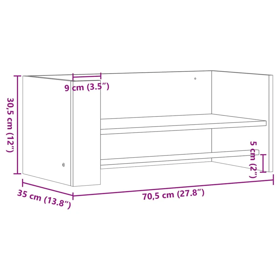 Étagère murale chêne sonoma 70,5x35x30,5 cm bois d'ingénierie - 9