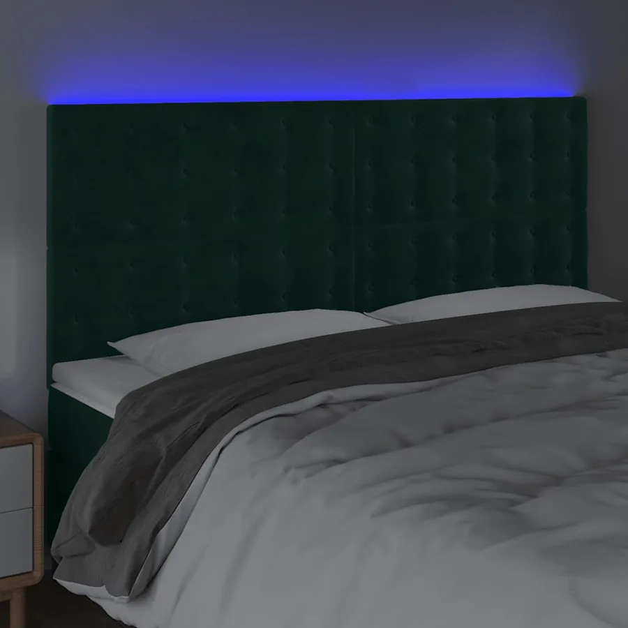 Tête de lit à LED Vert foncé 180x5x118/128 cm Velours - 4