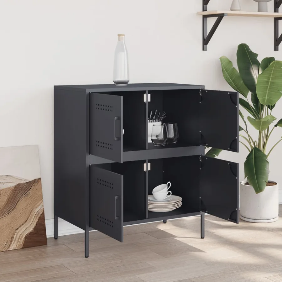 Buffet anthracite 68x39x79 cm acier - 3