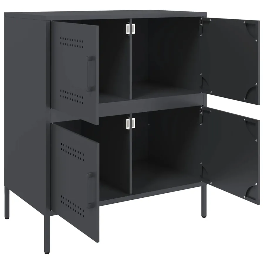 Buffet anthracite 68x39x79 cm acier - 9