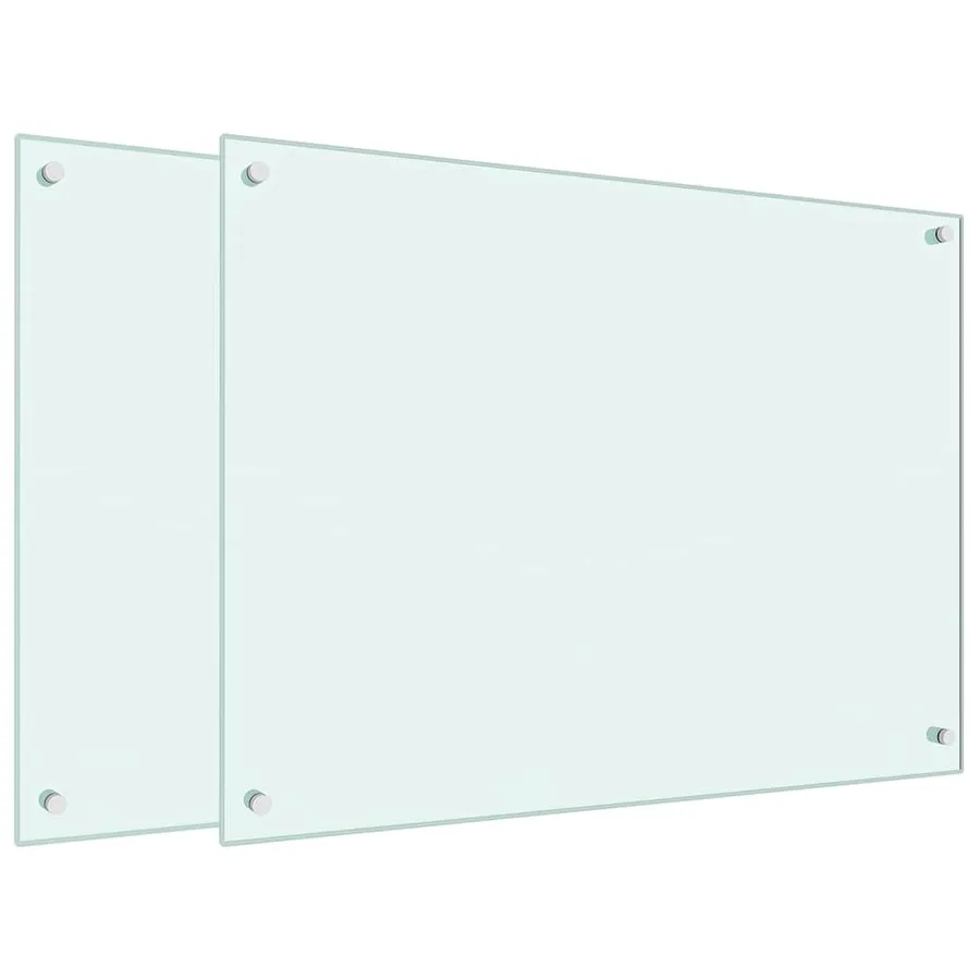 Dosserets de cuisine 2 pcs blanc 80x60 cm verre trempé - 2
