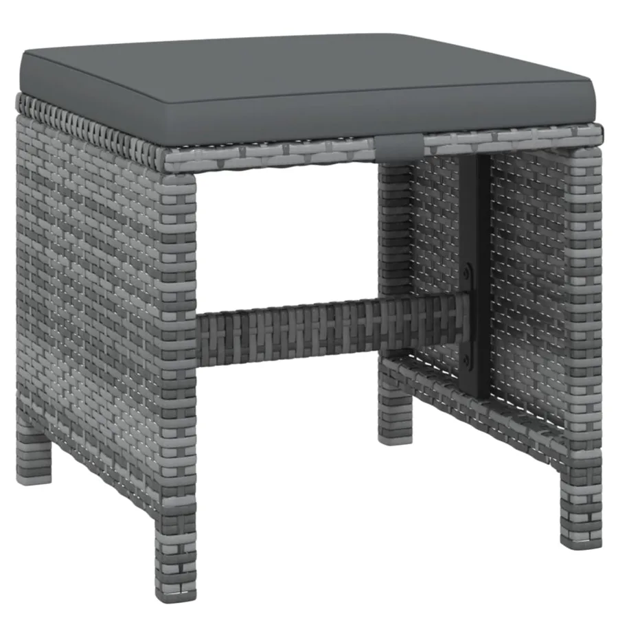 Ensemble à manger de jardin coussins 19 pcs Gris Résine tressée - 8