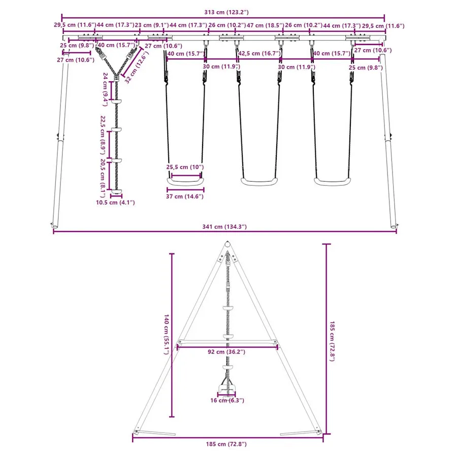 Ensemble balançoire d'extérieur balançoires et corde à disque - 10