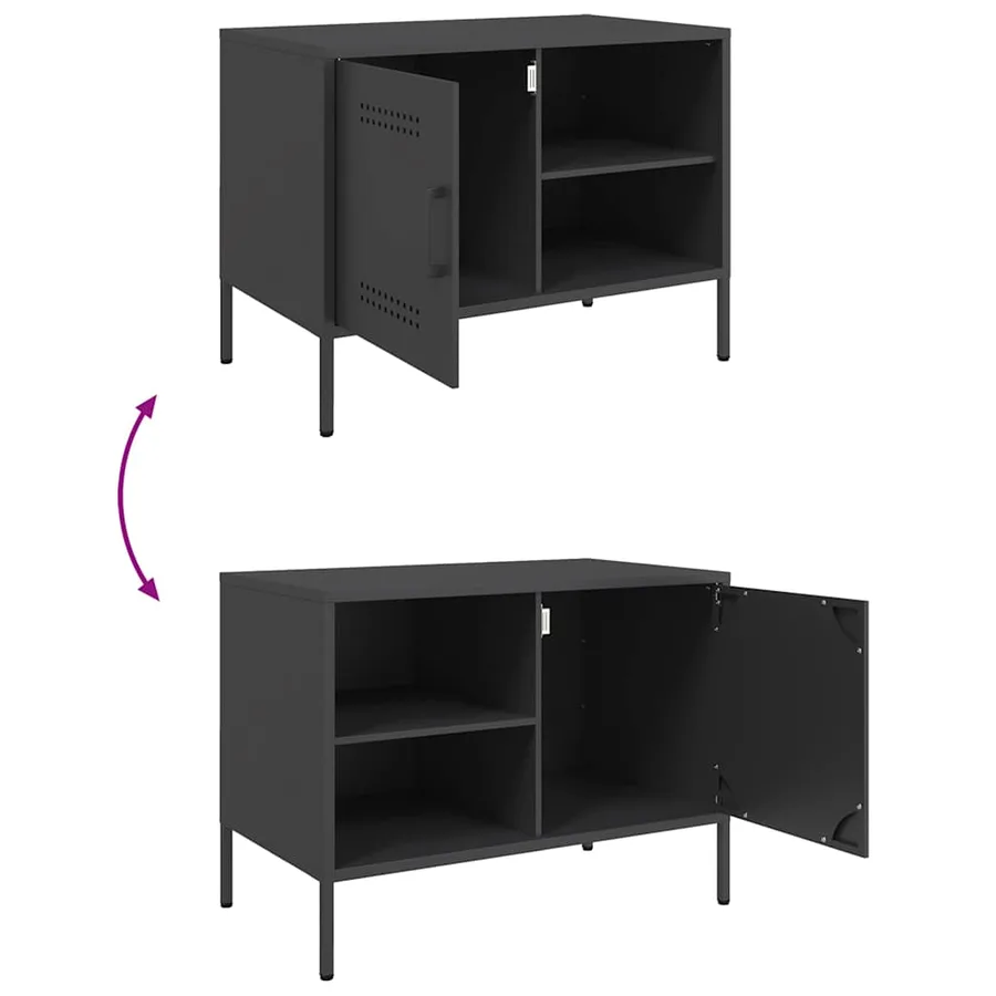 Meuble TV noir 68x39x50,5 cm acier - 10