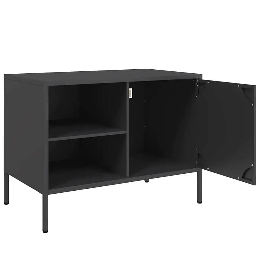 Meuble TV noir 68x39x50,5 cm acier - 11