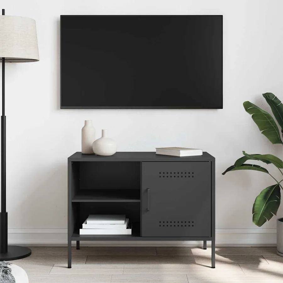 Meuble TV noir 68x39x50,5 cm acier - 3