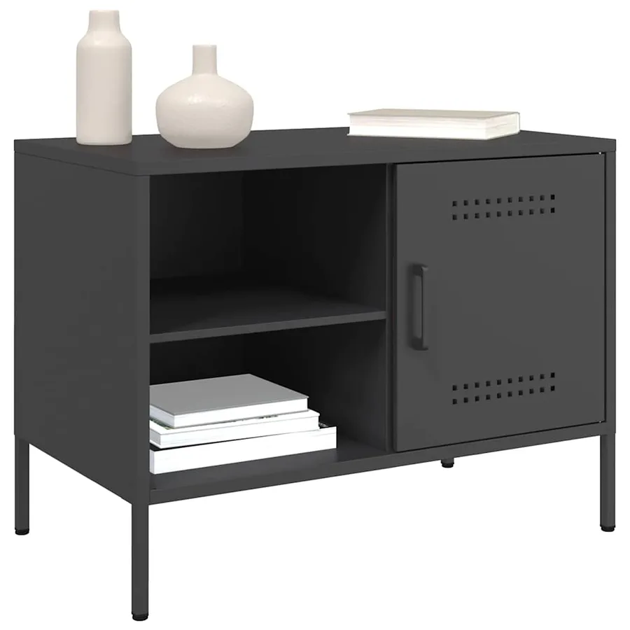 Meuble TV noir 68x39x50,5 cm acier - 4