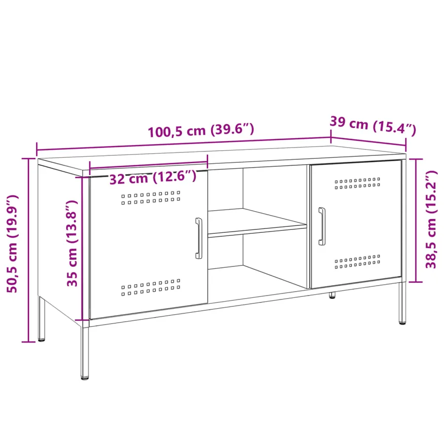 Meuble TV rose 100,5x39x50,5 cm acier - 13