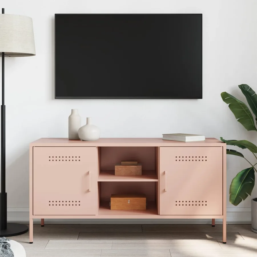 Meuble TV rose 100,5x39x50,5 cm acier - 3