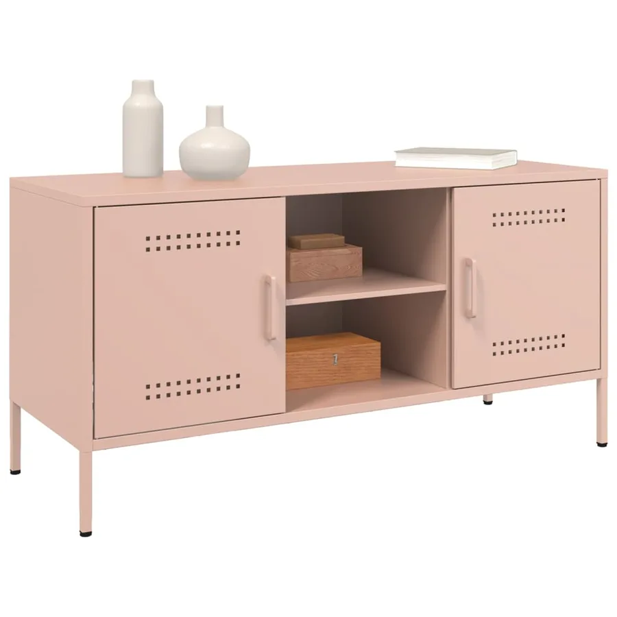 Meuble TV rose 100,5x39x50,5 cm acier - 4