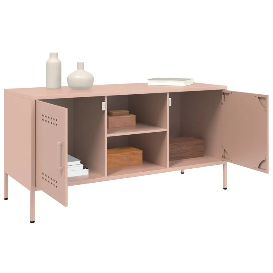 Meuble TV rose 100,5x39x50,5 cm acier - 5