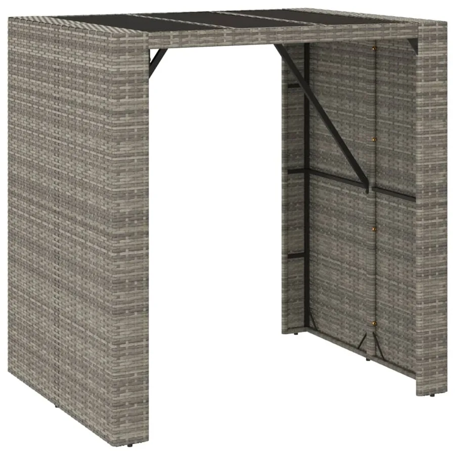 Ensemble de bar de jardin 5 pcs avec coussins gris poly rotin - 5