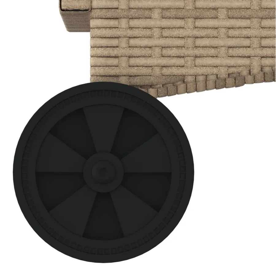Chaise longue avec roues et coussin beige résine tressée - 9